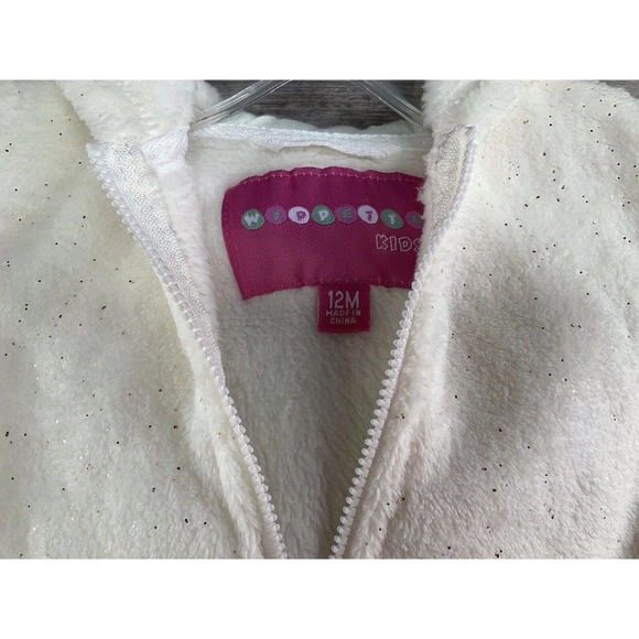 Wippette Kids Faux Fur Girls Zip Up Unicorn Sparkly Jacket Size 12 Months/white. - Picture 5 of 16